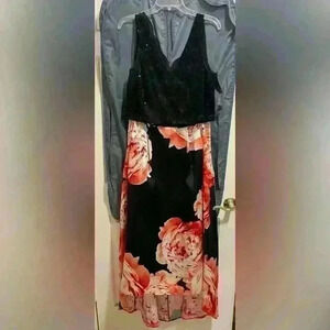 B. Darlin 2 Piece Sequin Floral High Low Prom Formal Dress Sz 15 Juniors